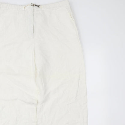 Molton Womens White   Trousers  Size 14 L28 in