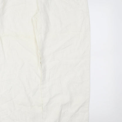 Molton Womens White   Trousers  Size 14 L28 in