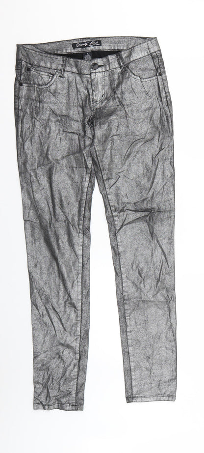 Womens UK Size 4 Celebrity Pink Regular Fit Skinny Silver Jeans