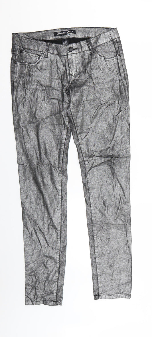 Womens UK Size 4 Celebrity Pink Regular Fit Skinny Silver Jeans