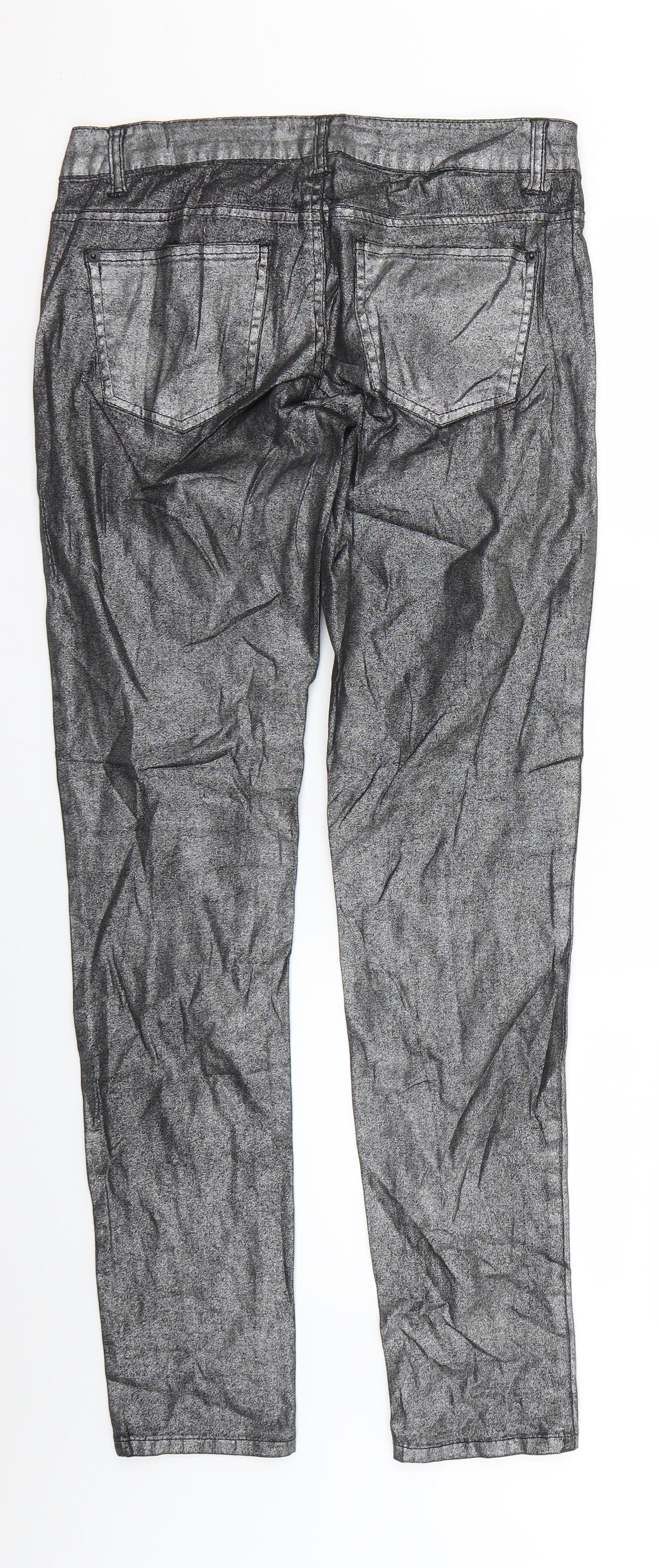 Womens UK Size 4 Celebrity Pink Regular Fit Skinny Silver Jeans