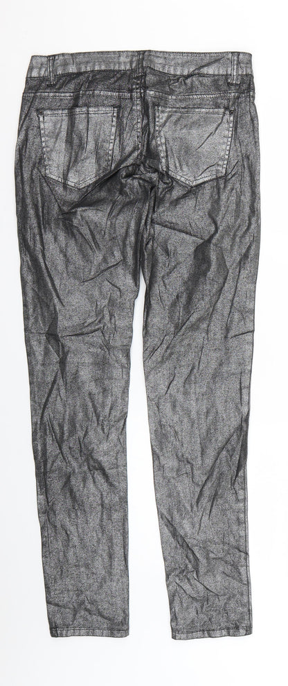 Womens UK Size 4 Celebrity Pink Regular Fit Skinny Silver Jeans