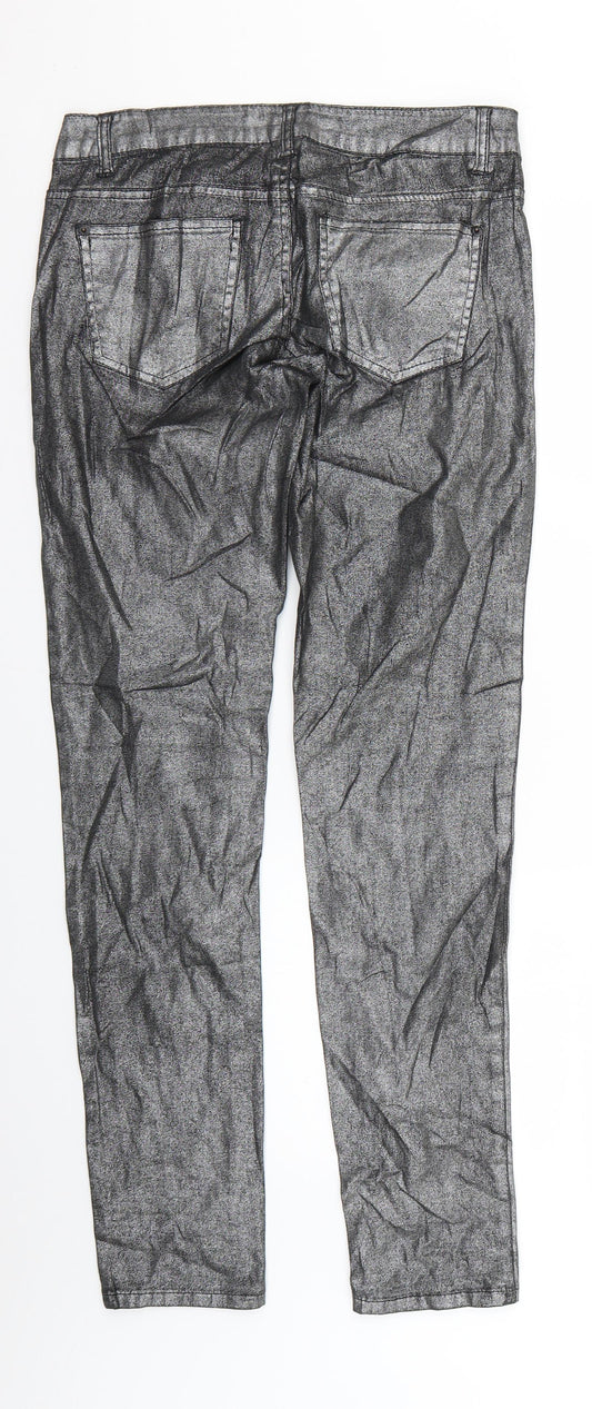 Womens UK Size 4 Celebrity Pink Regular Fit Skinny Silver Jeans