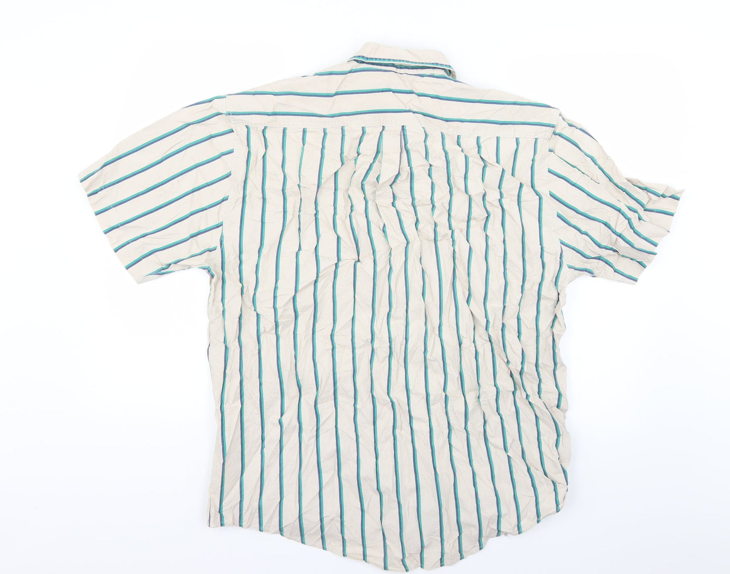 Aviator Mens Beige Striped   Button-Up Size L