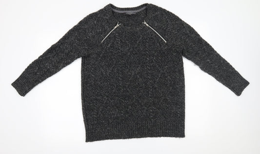 M&S Womens Grey   Pullover Jumper Size M  - zip details