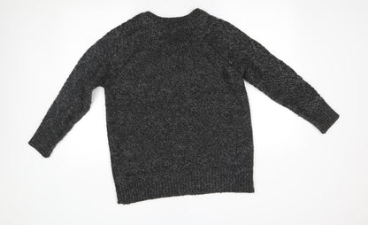 M&S Womens Grey   Pullover Jumper Size M  - zip details