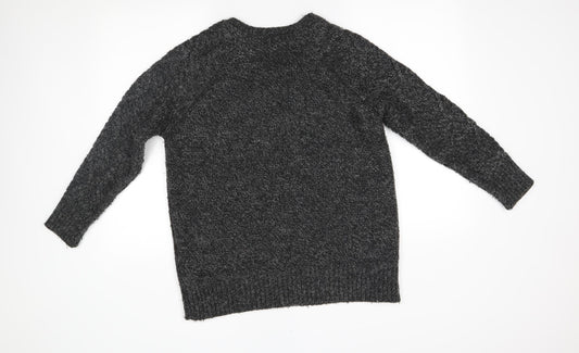 M&S Womens Grey   Pullover Jumper Size M  - zip details