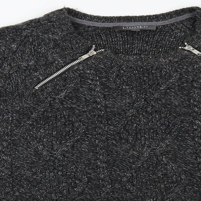 M&S Womens Grey   Pullover Jumper Size M  - zip details