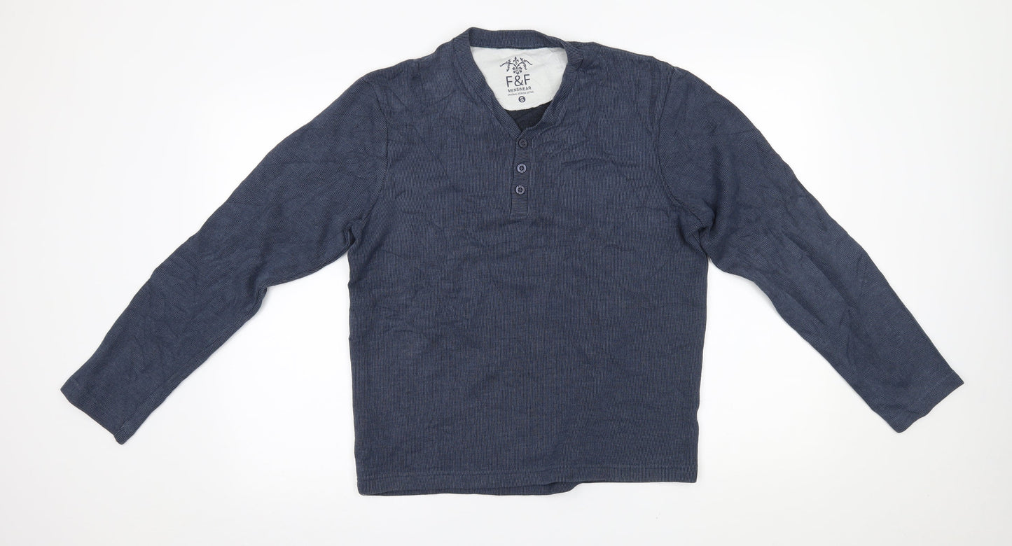 F&F Mens Blue   Henley Jumper Size S