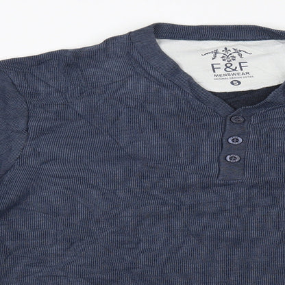 F&F Mens Blue   Henley Jumper Size S
