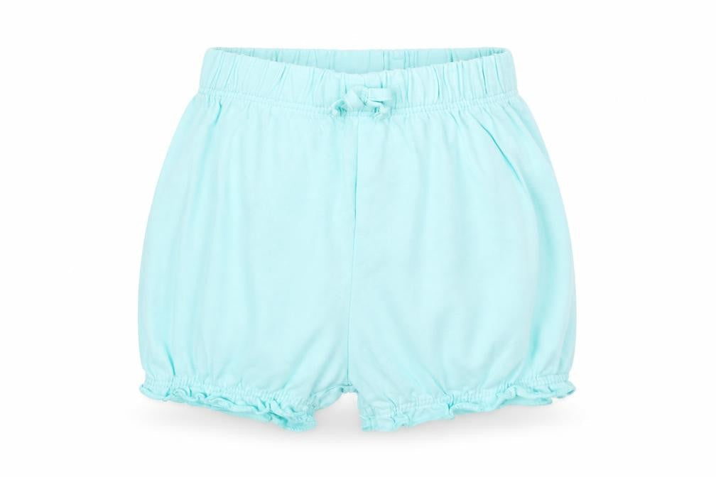Front view of George girls’ blue trousers, size 0-3, months - shorts