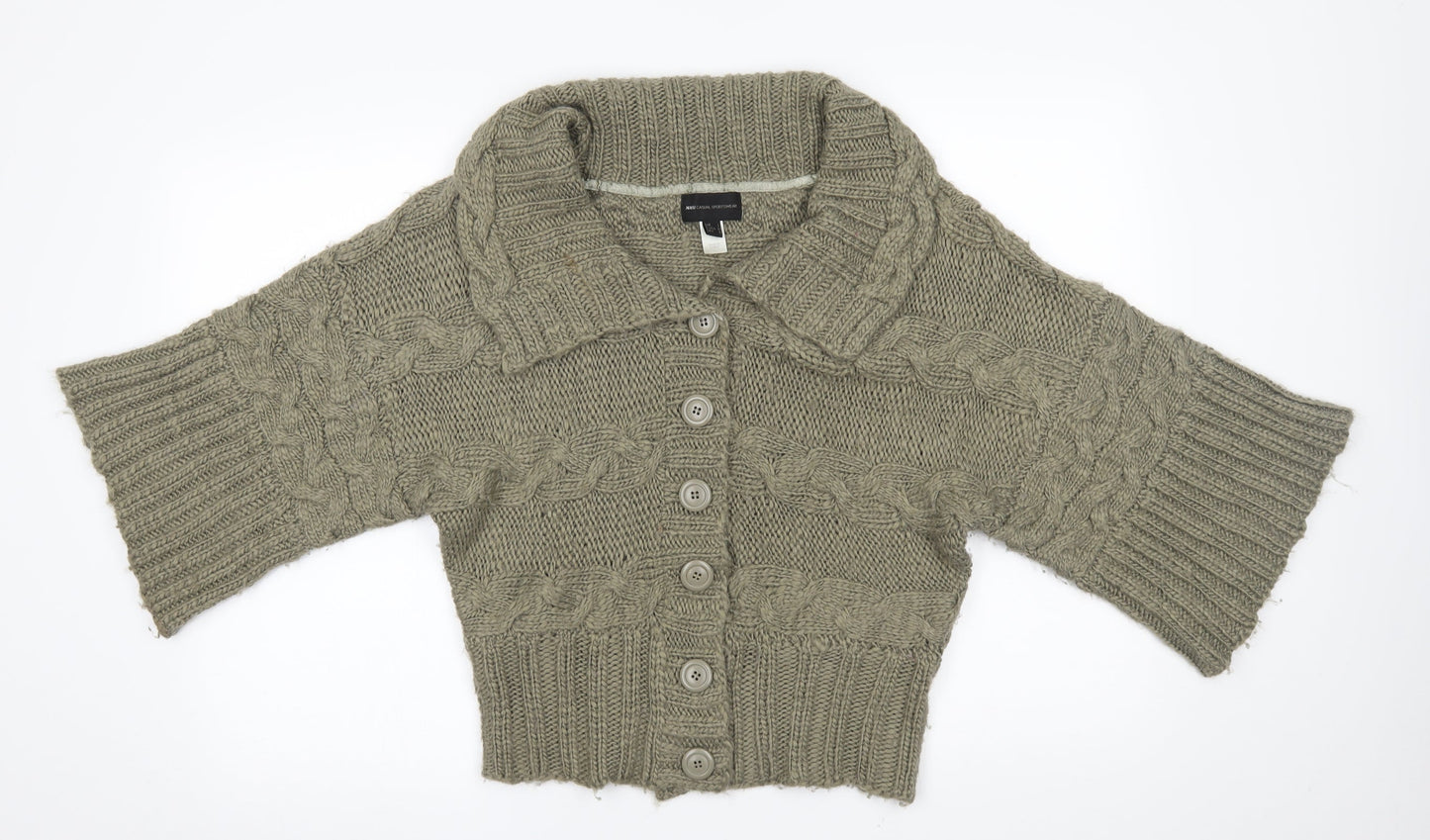 Womens UK Size L mng Green Cardigan Jumper
