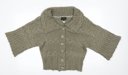 Womens UK Size L mng Green Cardigan Jumper