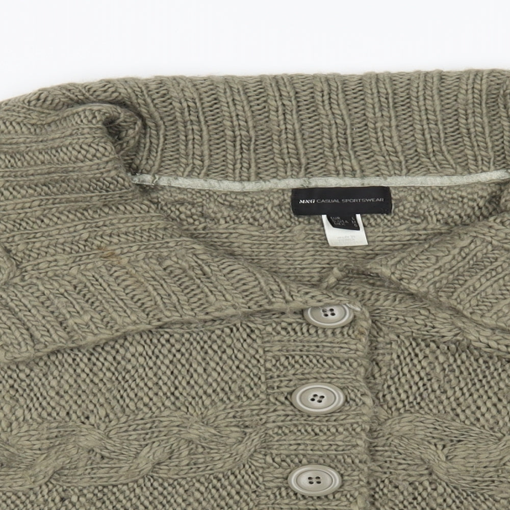 Womens UK Size L mng Green Cardigan Jumper