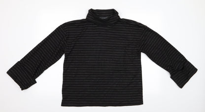 Primark Womens Black Striped  Pullover Jumper Size 2  - Deep Cuff Turnover