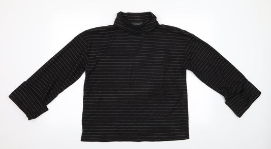 Primark Womens Black Striped  Pullover Jumper Size 2  - Deep Cuff Turnover