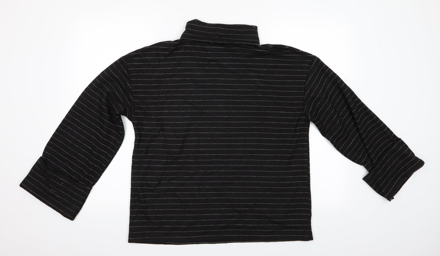 Primark Womens Black Striped  Pullover Jumper Size 2  - Deep Cuff Turnover