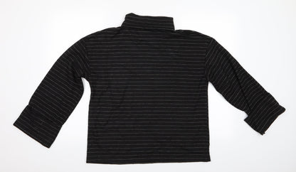 Primark Womens Black Striped  Pullover Jumper Size 2  - Deep Cuff Turnover