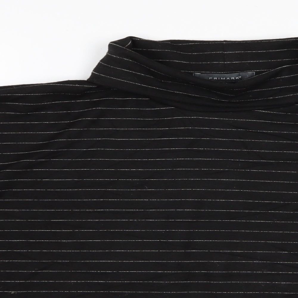 Primark Womens Black Striped  Pullover Jumper Size 2  - Deep Cuff Turnover
