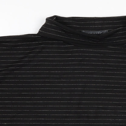 Primark Womens Black Striped  Pullover Jumper Size 2  - Deep Cuff Turnover