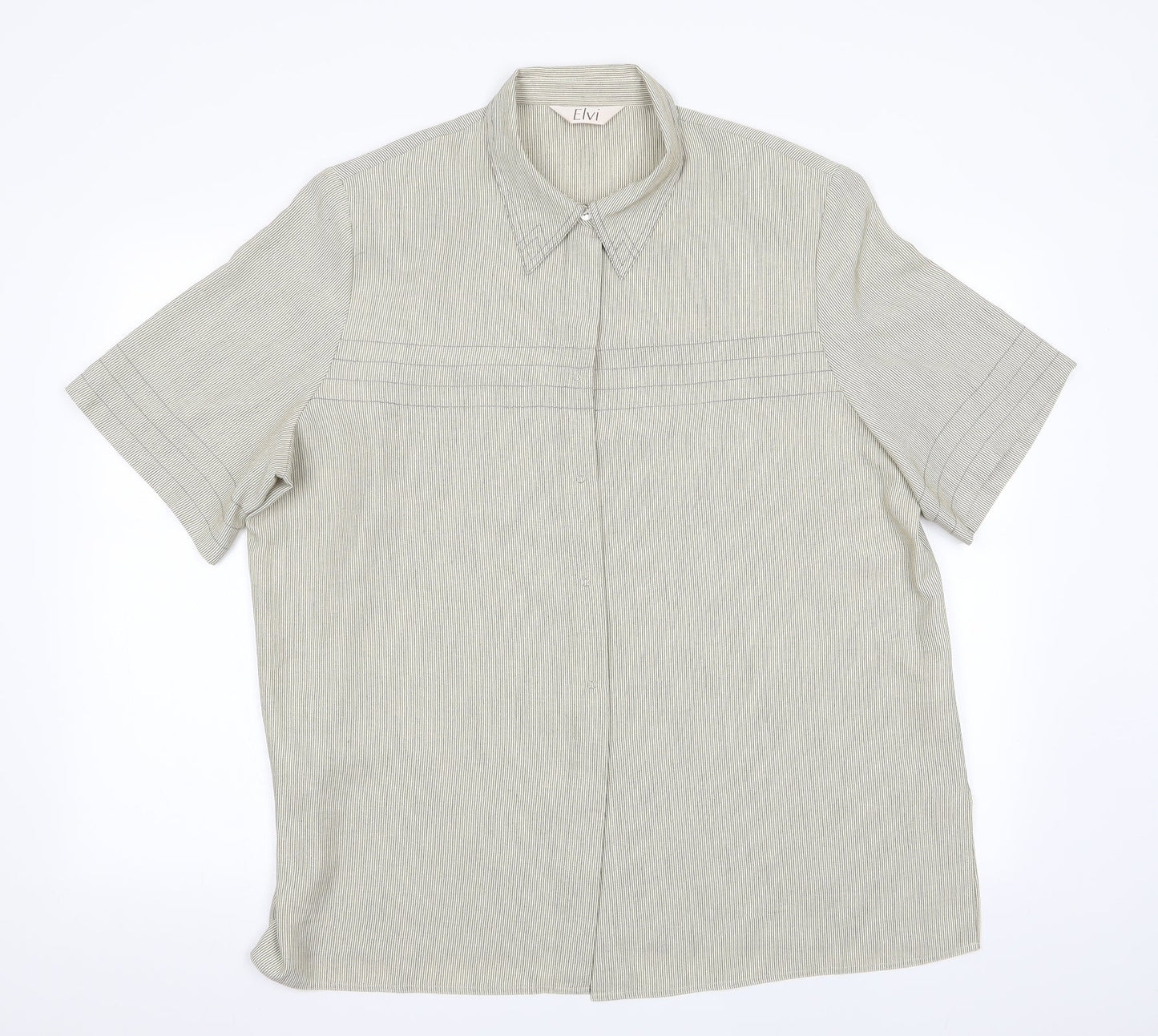 Mens UK Size XL ELVI Beige  Button-Up Short Sleeve Casual Shirt