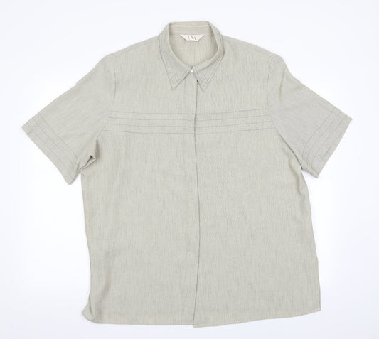 Mens UK Size XL ELVI Beige  Button-Up Short Sleeve Casual Shirt