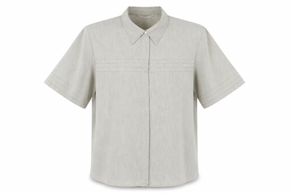 Mens UK Size XL ELVI Beige  Button-Up Short Sleeve Casual Shirt