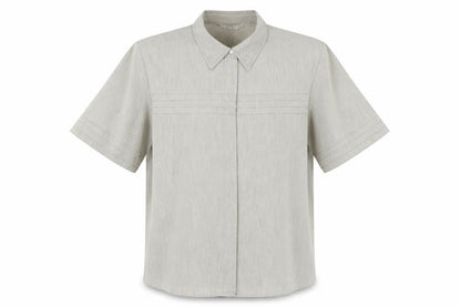 Mens UK Size XL ELVI Beige  Button-Up Short Sleeve Casual Shirt