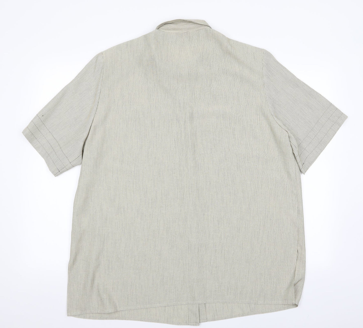 Mens UK Size XL ELVI Beige  Button-Up Short Sleeve Casual Shirt