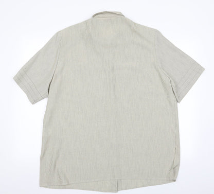Mens UK Size XL ELVI Beige  Button-Up Short Sleeve Casual Shirt