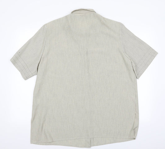 Mens UK Size XL ELVI Beige  Button-Up Short Sleeve Casual Shirt