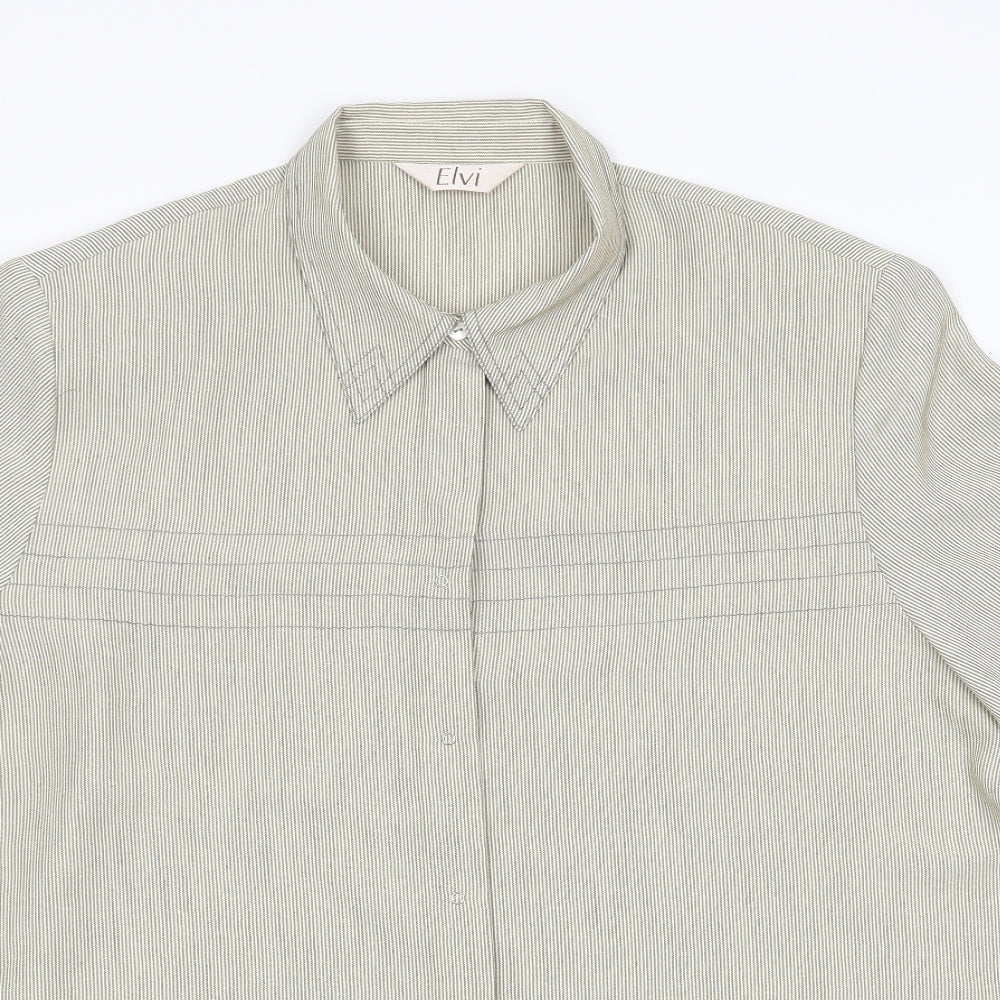 Mens UK Size XL ELVI Beige  Button-Up Short Sleeve Casual Shirt