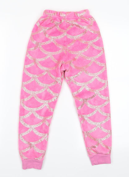 Preworn Girls Pink Geometric   Pyjama Pants Size 7 Years