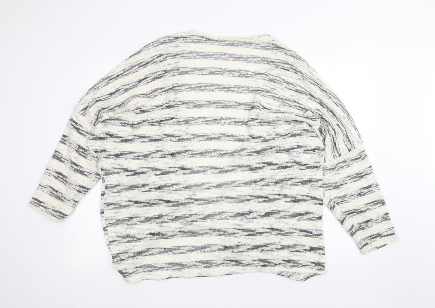 Atmosphere Womens White Striped  Cardigan Jumper Size L