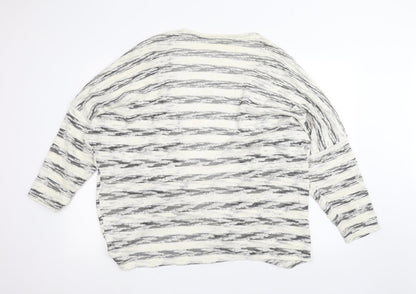 Atmosphere Womens White Striped  Cardigan Jumper Size L