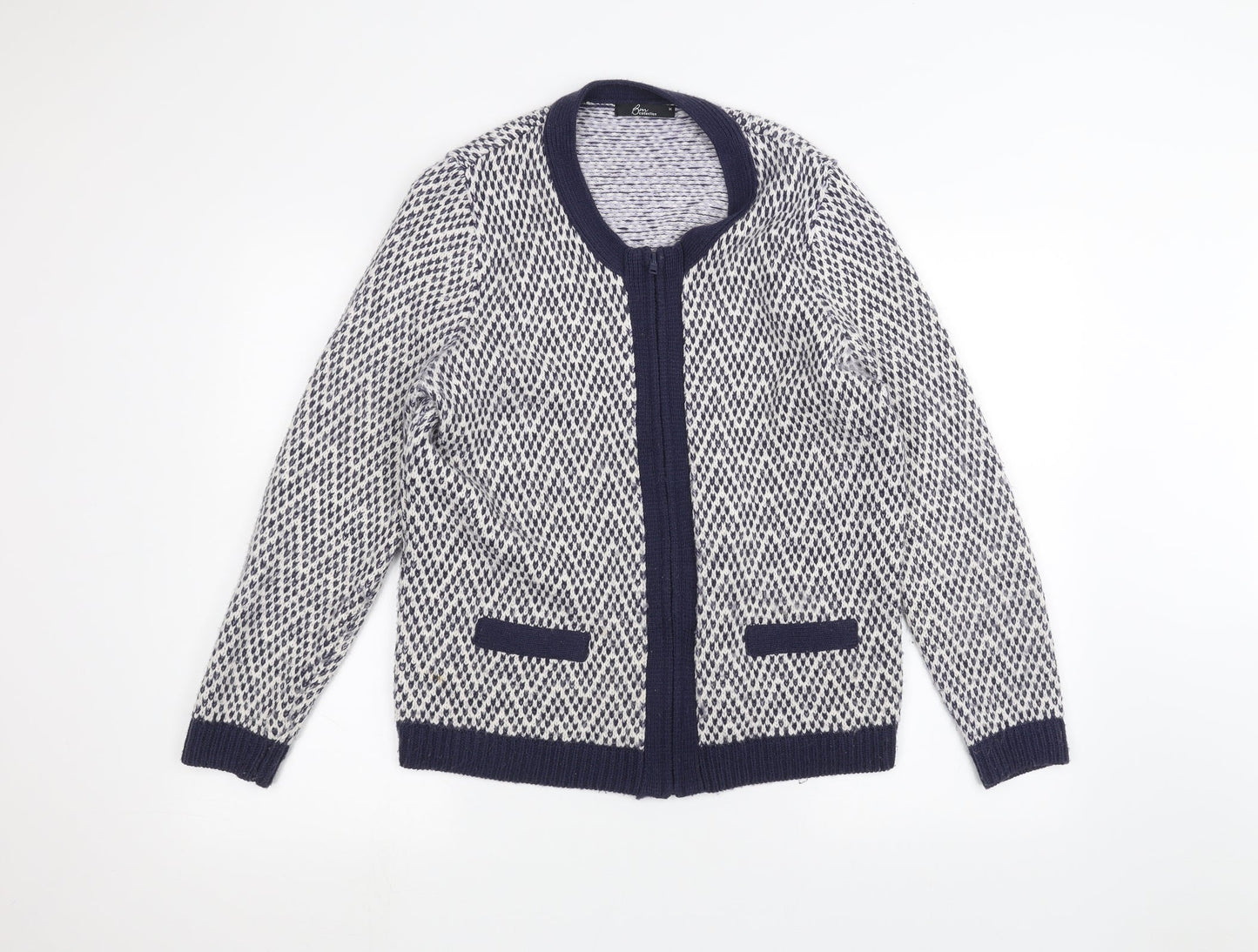 Womens UK Size M BM White Full Zip Jumper