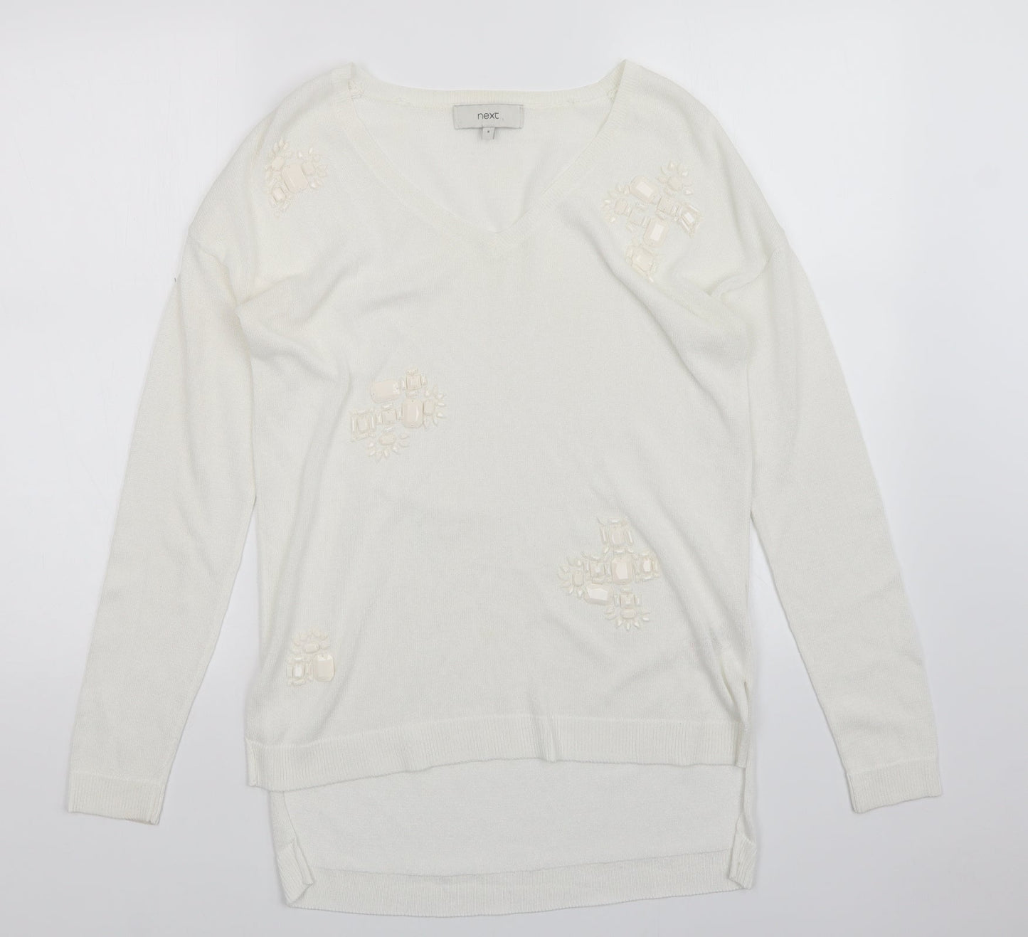Womens UK Size 8 NEXT White Pullover Jumper