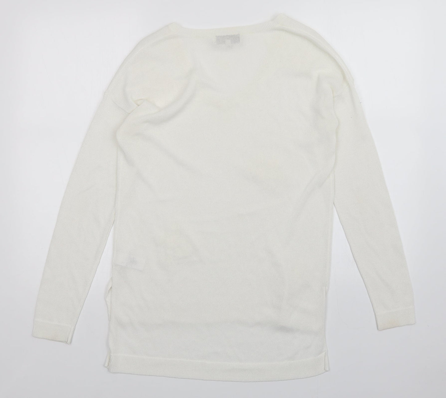 Womens UK Size 8 NEXT White Pullover Jumper