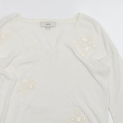 Womens UK Size 8 NEXT White Pullover Jumper