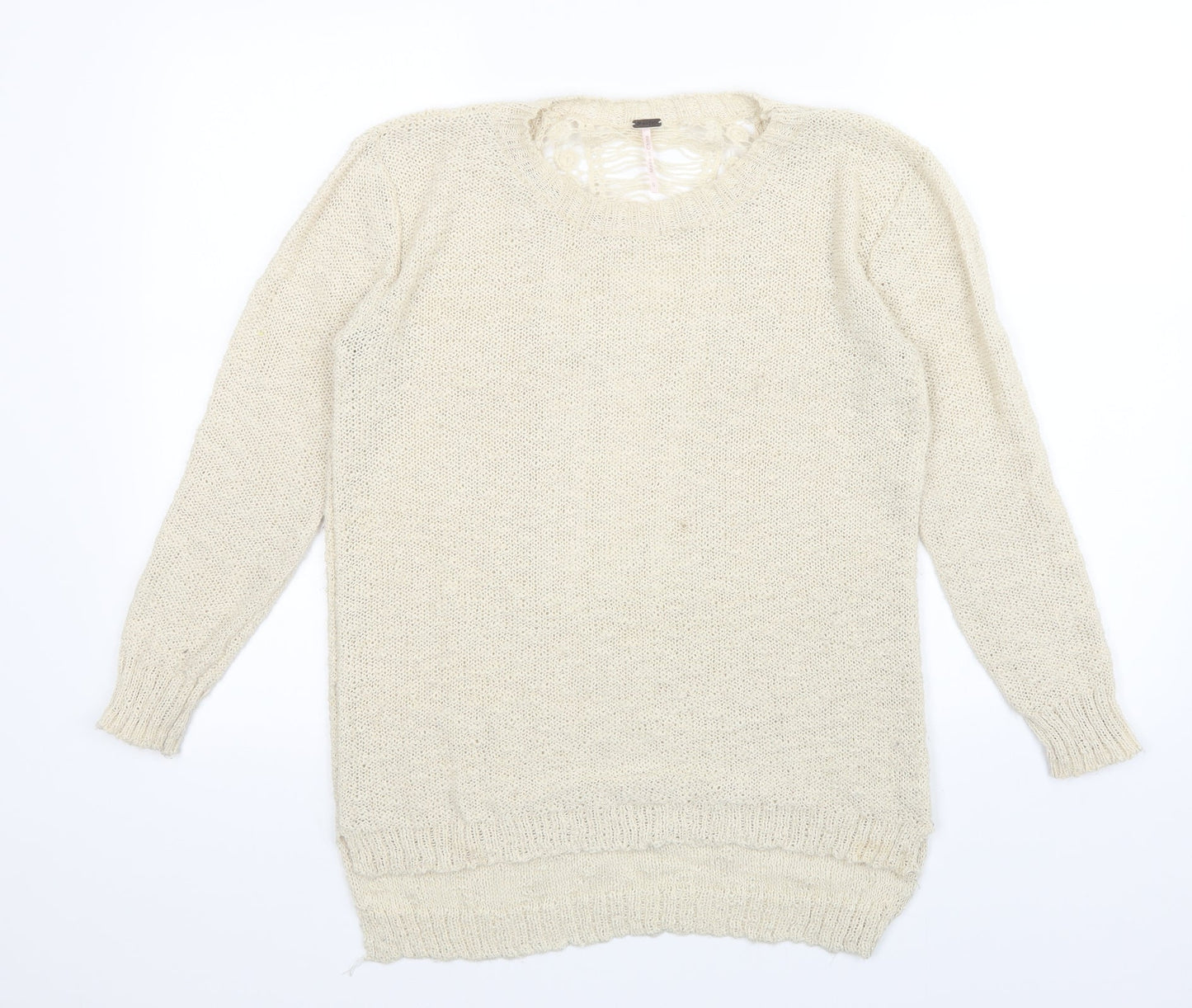 Womens UK Size S Poof Beige Pullover Jumper