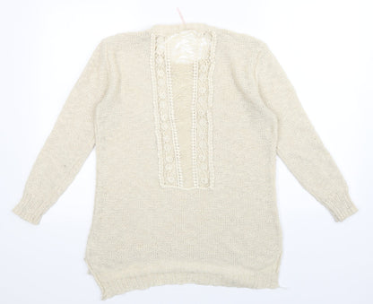 Womens UK Size S Poof Beige Pullover Jumper
