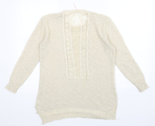 Womens UK Size S Poof Beige Pullover Jumper