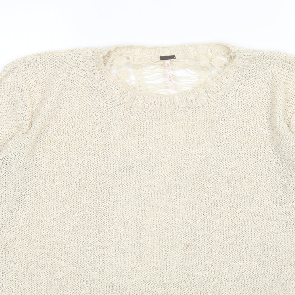 Womens UK Size S Poof Beige Pullover Jumper