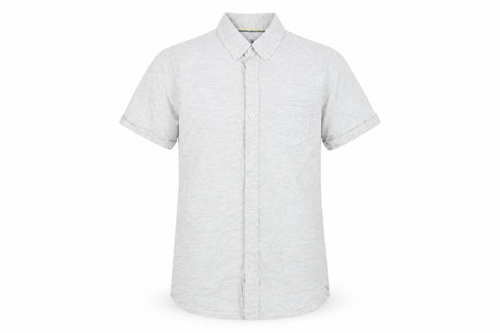 Mens UK Size S Larsson & Co Beige  Button-Up Short Sleeve Casual Shirt