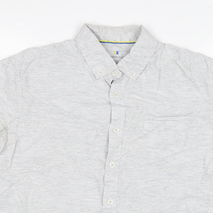 Mens UK Size S Larsson & Co Beige  Button-Up Short Sleeve Casual Shirt
