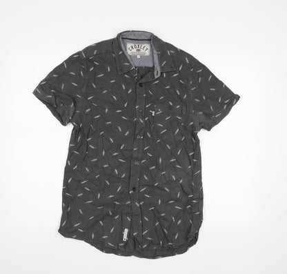 Mens UK Size S Croxley Grey  Button-Up Short Sleeve Casual Shirt