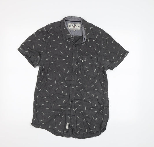 Mens UK Size S Croxley Grey  Button-Up Short Sleeve Casual Shirt