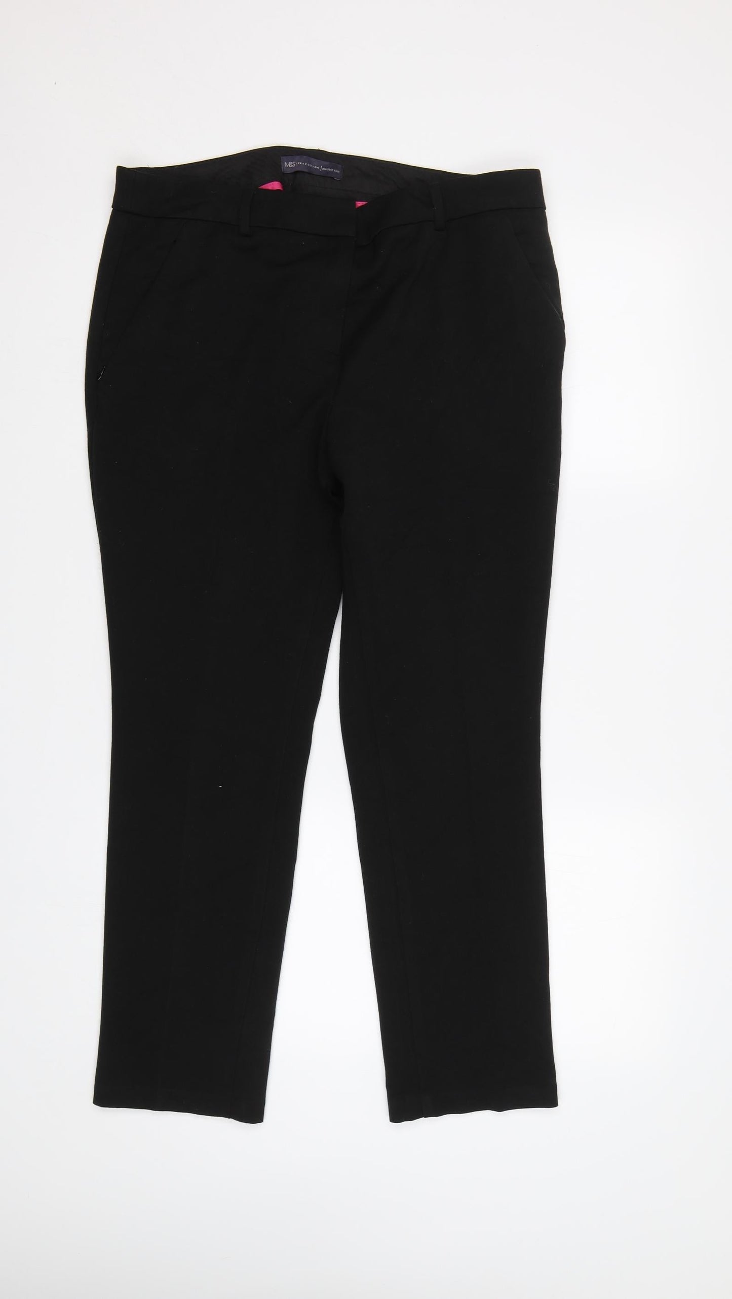 Womens UK Size 14 M&S Regular Fit Dress Pants Black Trousers