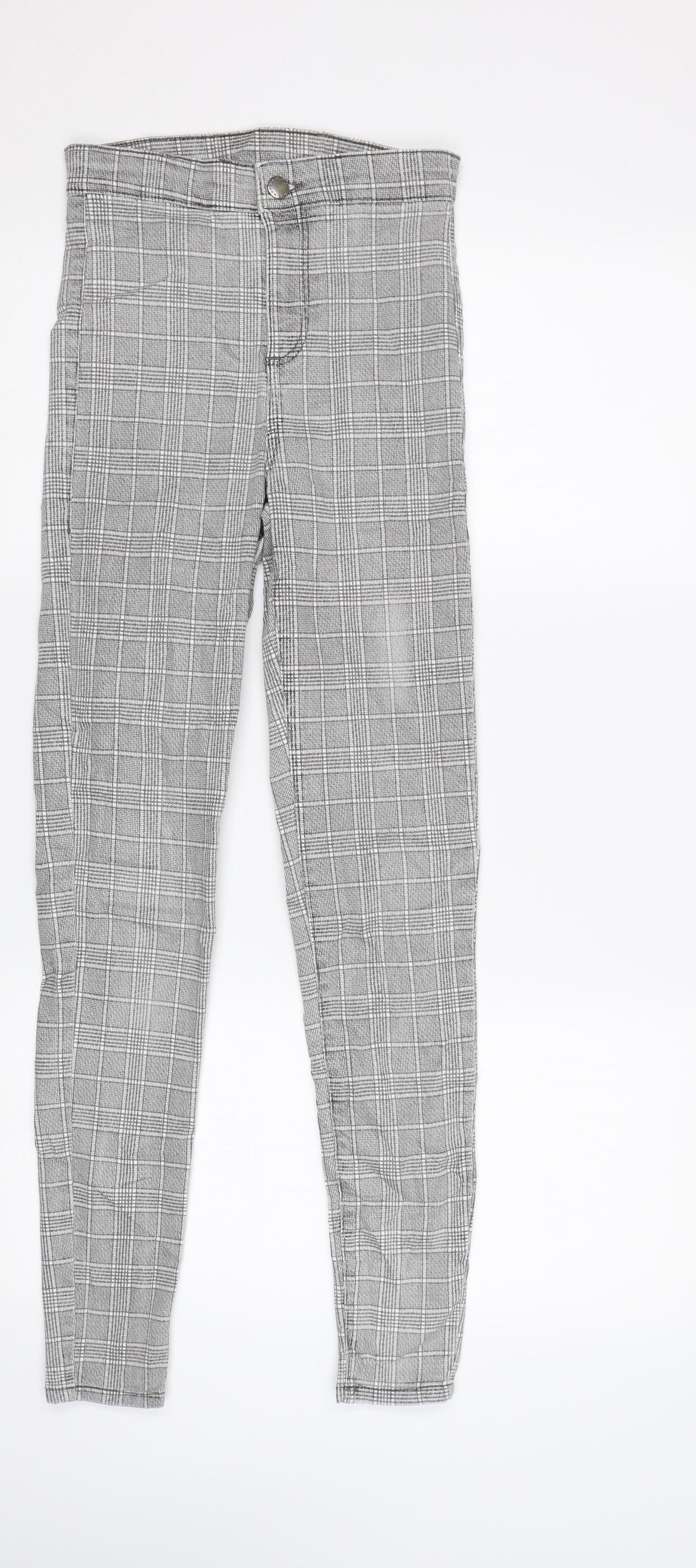 Topshop Womens Grey Check  Skinny Jeans Size 8 L32 in