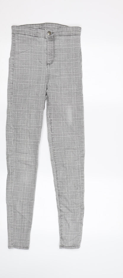 Topshop Womens Grey Check  Skinny Jeans Size 8 L32 in
